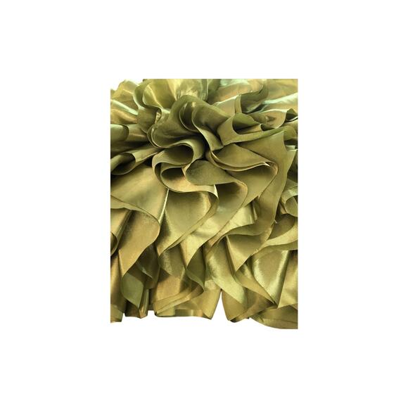 PIER ONE Satin Square Ruffle 16"Sage Green Pillow (2) Luxurious Soft Zip Back - Picture 3 of 6